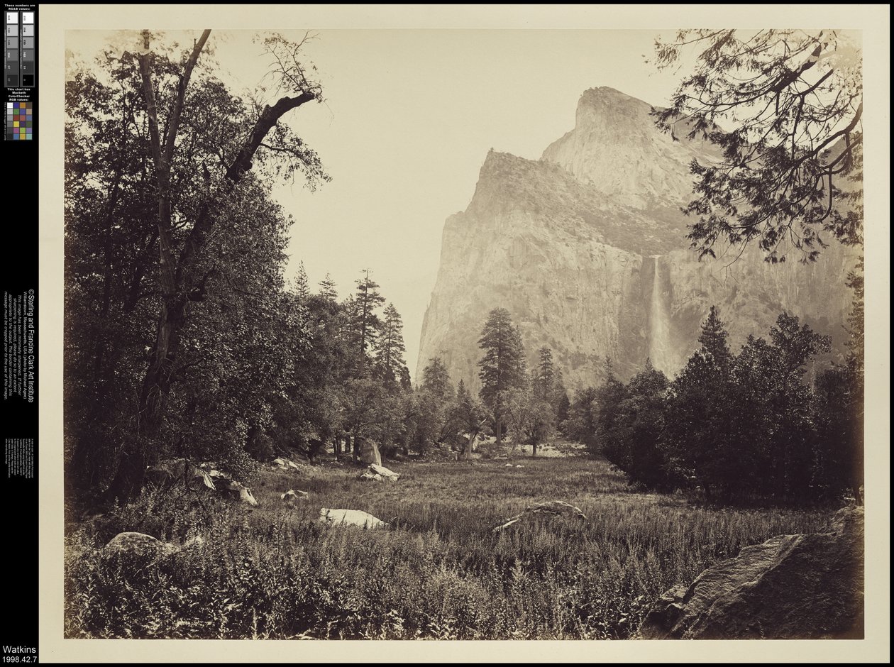 The Bridal Veil, 900 ft. Yosemite, ca. 1865 af Carleton E. Watkins