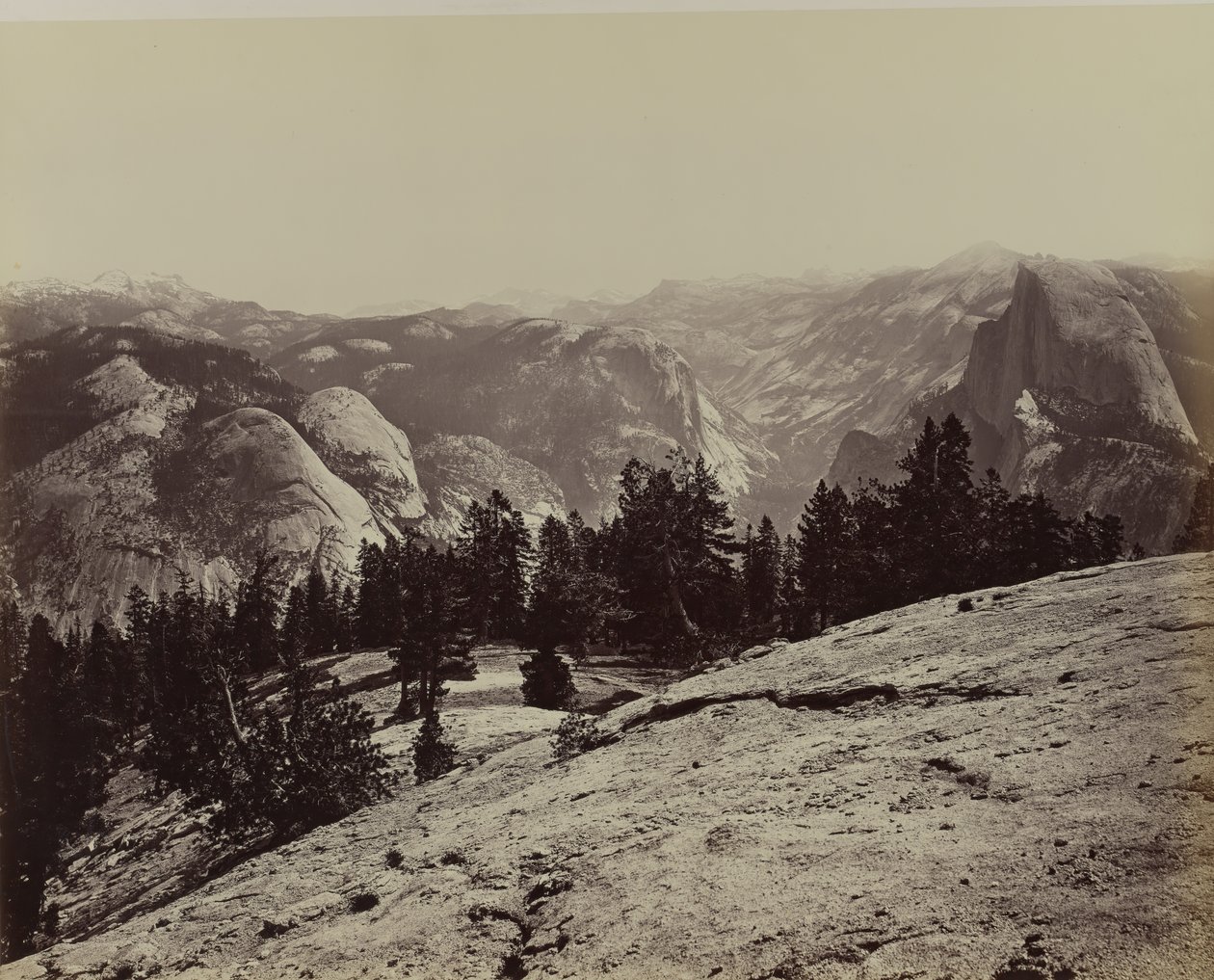 The Domes fra Sentinel Dome, 1866. af Carleton Emmons Watkins