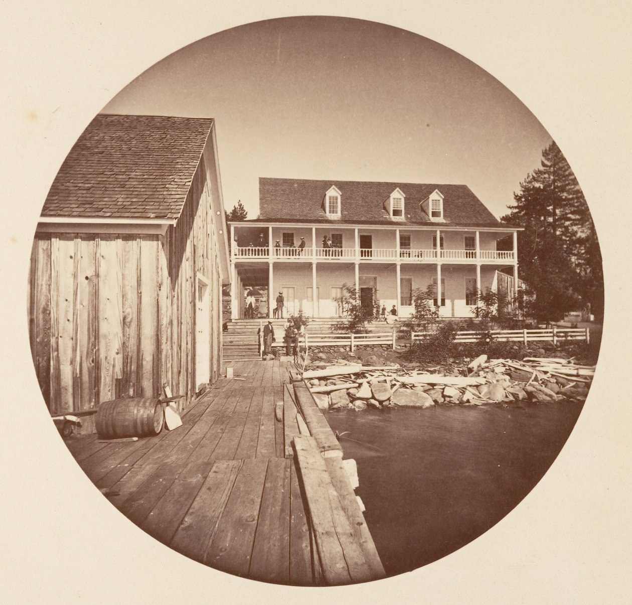 Warm Springs Hotel Lake Tahoe, ca. 1878. af Carleton Emmons Watkins