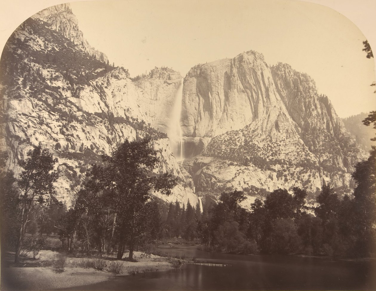 Yosemite Falls, River View, 2637 fod, 1861. af Carleton Emmons Watkins