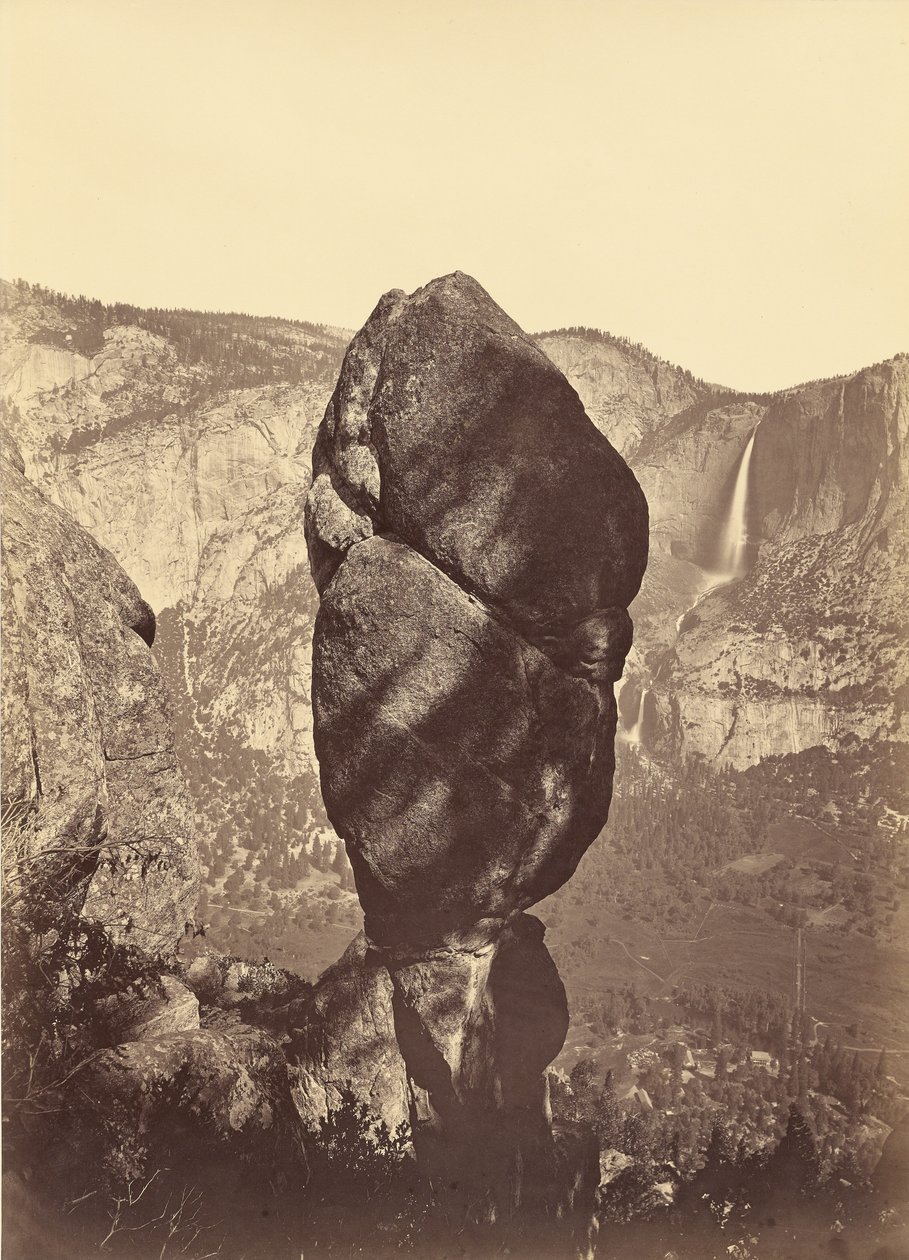 Agassiz Rock og Yosemite-vandfaldene set fra Union Point af Carleton Watkins