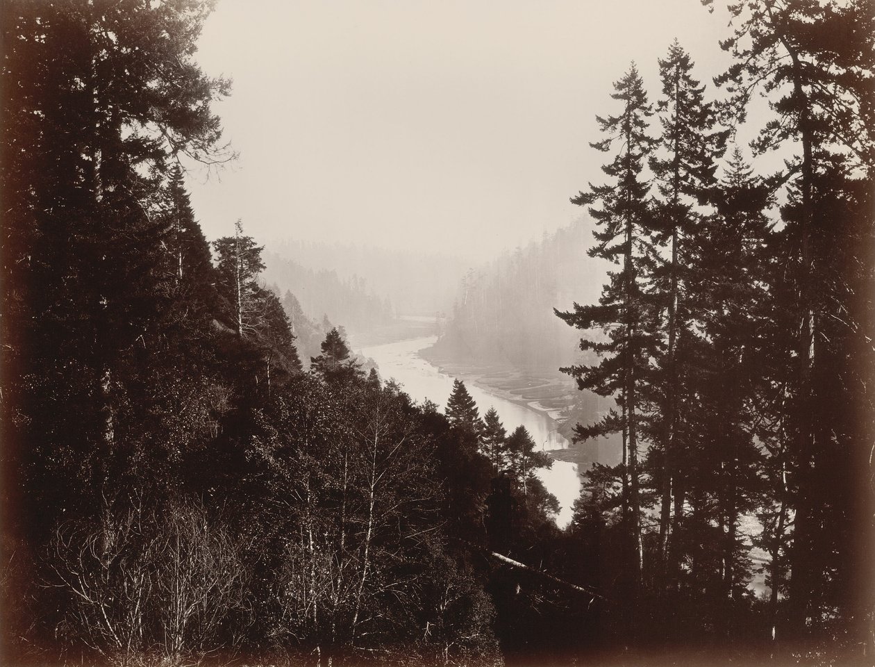 Big River, fra Rancherie, Mendocino, Californien af Carleton Watkins