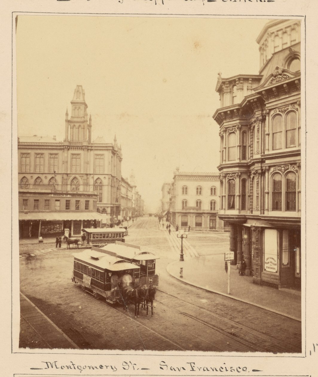 Montgomery Street set fra Market Street, San Francisco af Carleton Watkins