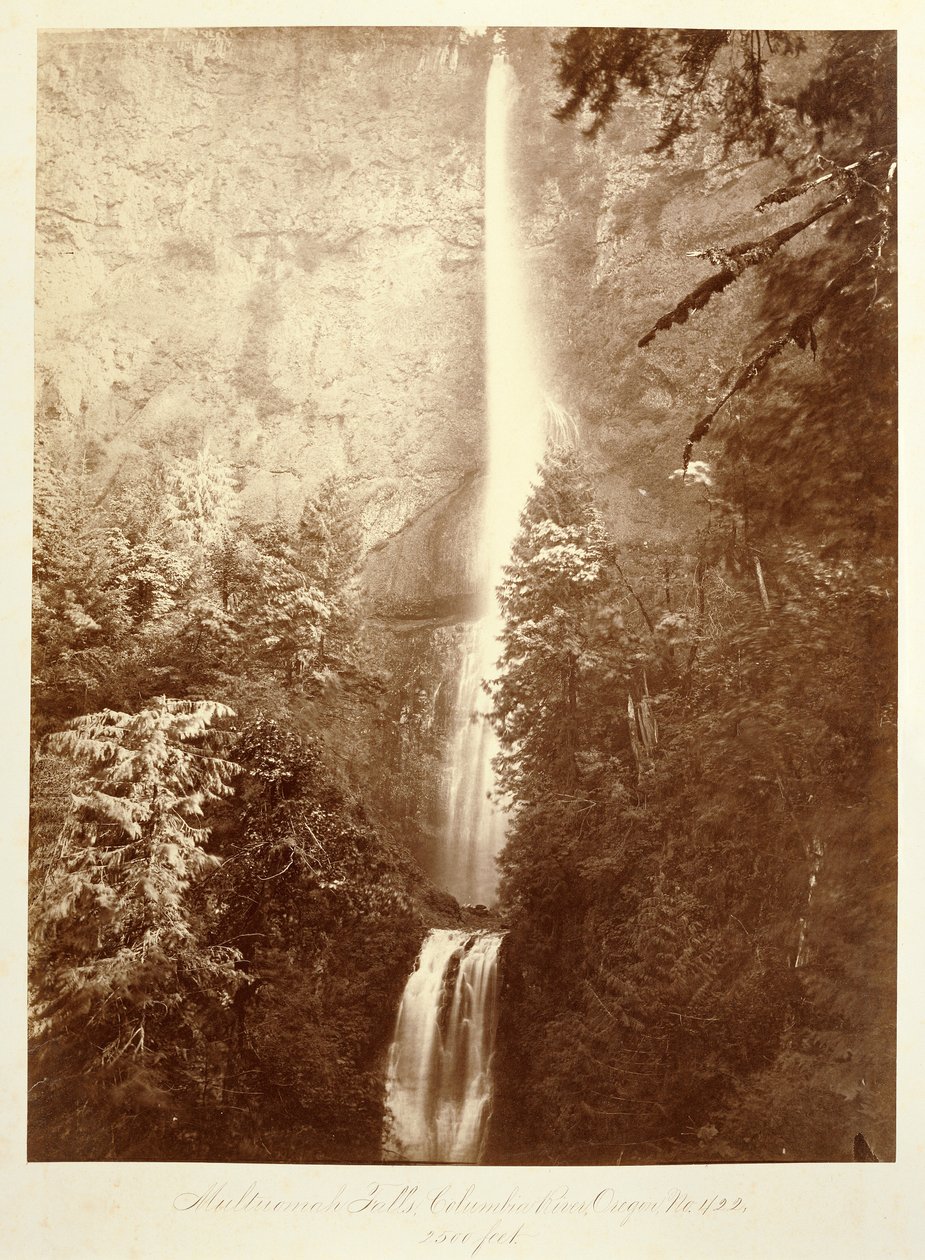 Multnomah-vandfaldene, Columbiafloden, Oregon, 2500 fod. af Carleton Watkins