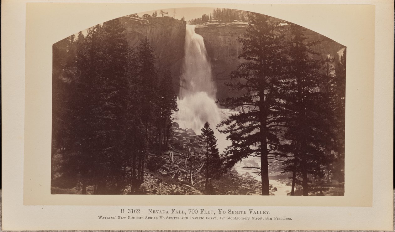 Nevada-vandfaldet, 700 fod, Yosemite-dalen af Carleton Watkins