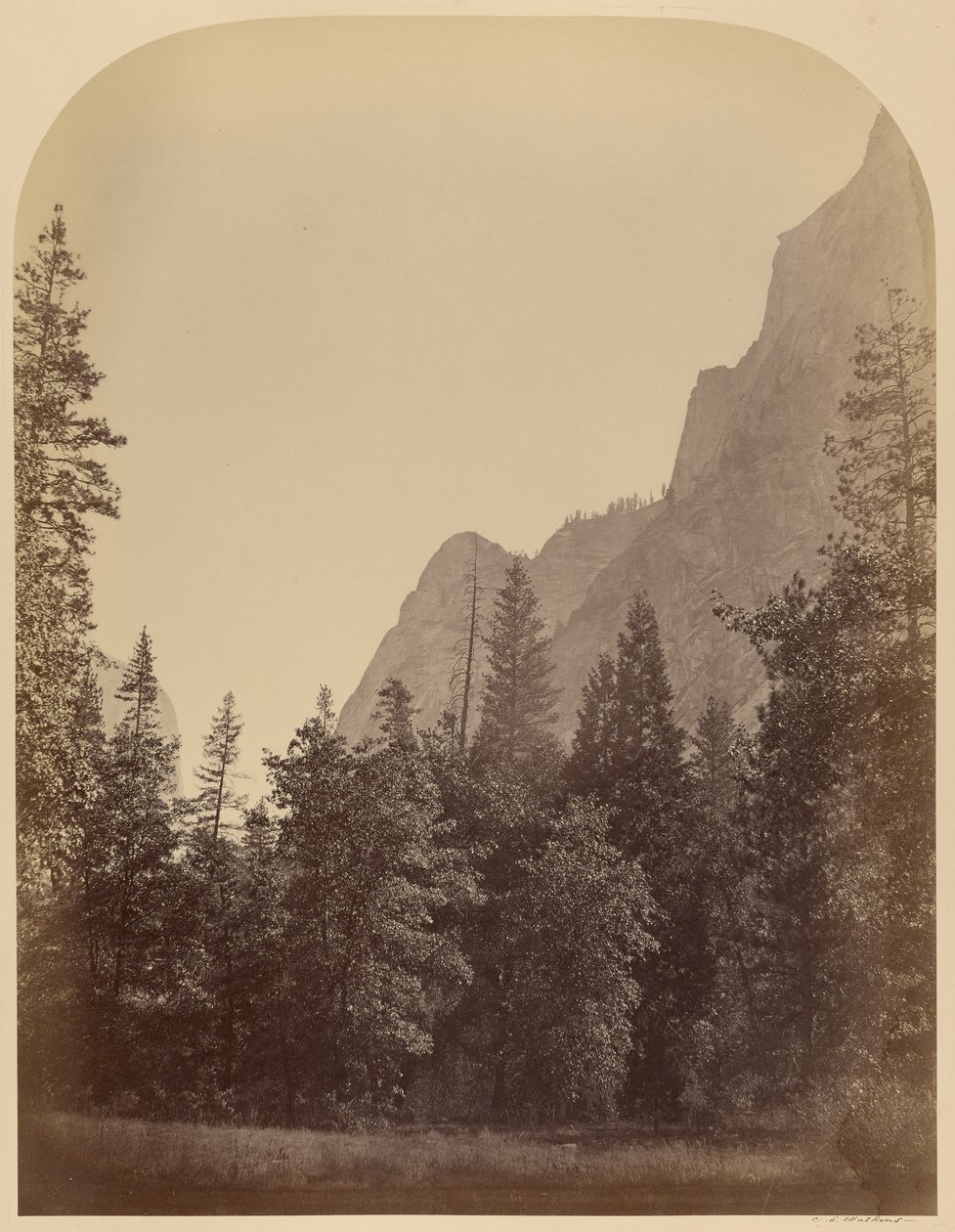 Konturudsigt over Half Dome - 4967 fod, Yo Semite af Carleton Watkins