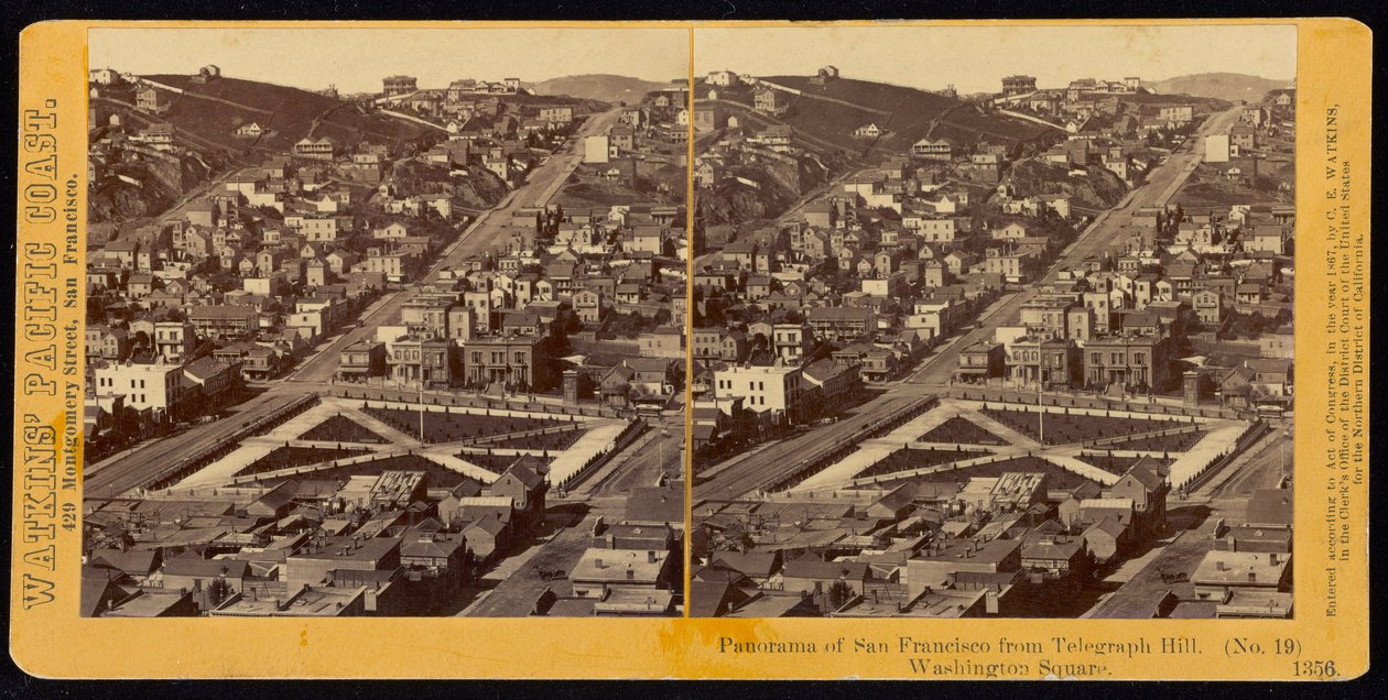 Panorama af San Francisco fra Telegraph Hill, Washington Square af Carleton Watkins