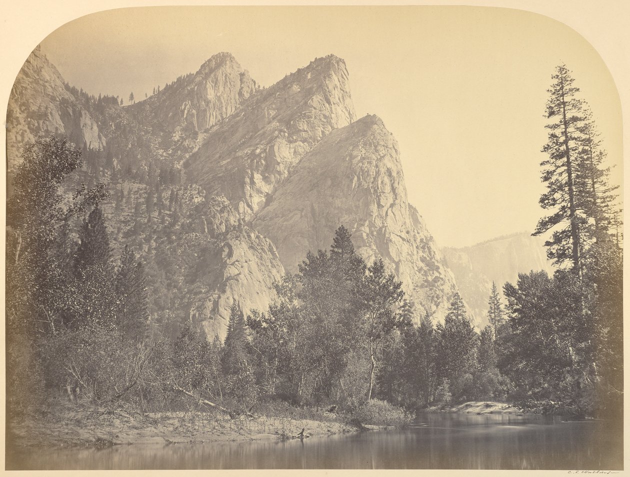 Pompompasus - Tre brødre. 4480 ft. Yosemite af Carleton Watkins