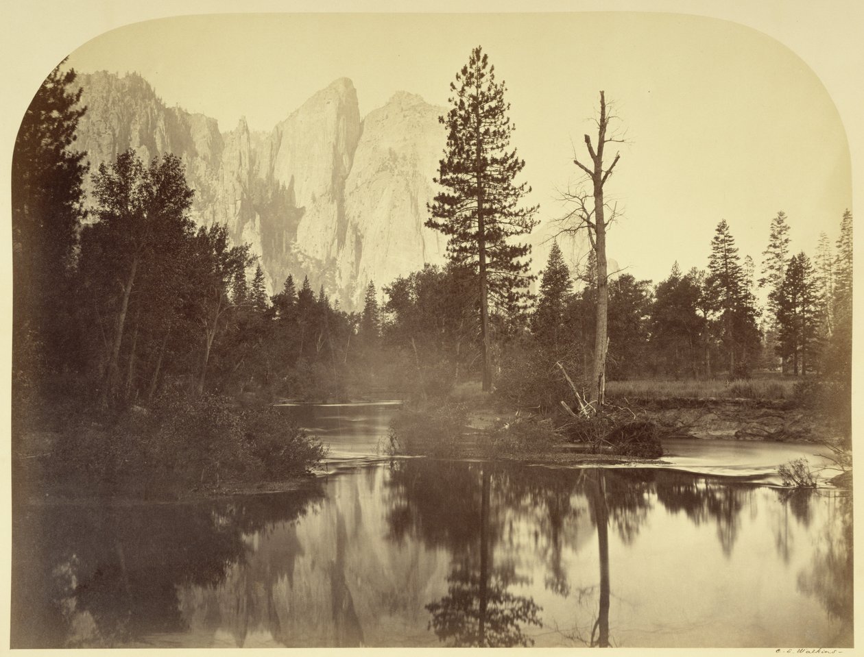 Udsigt over floden - Ned gennem dalen - Yosemite af Carleton Watkins