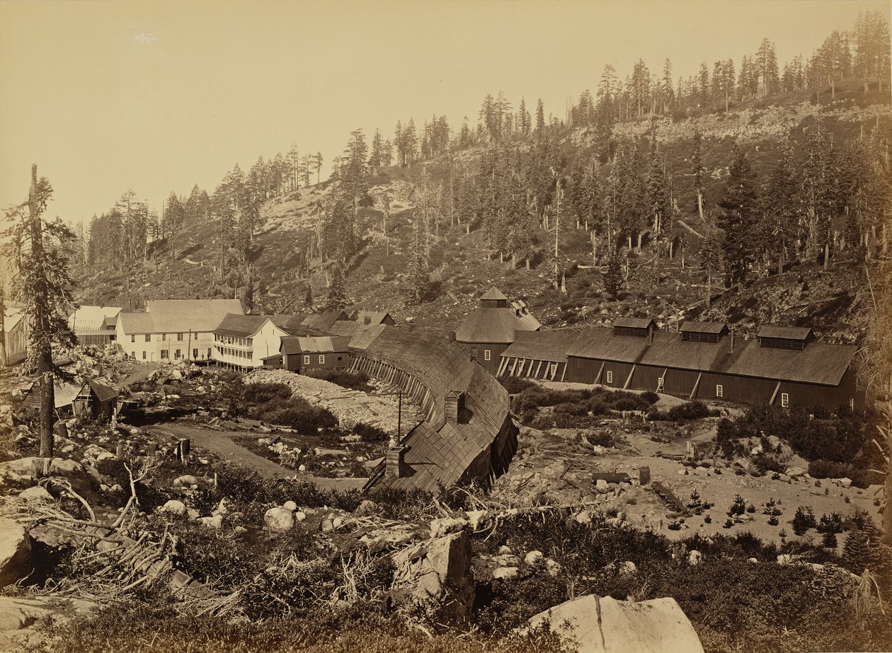 Summit Station med tunnelens vestlige ende, C.P.R.R. af Carleton Watkins