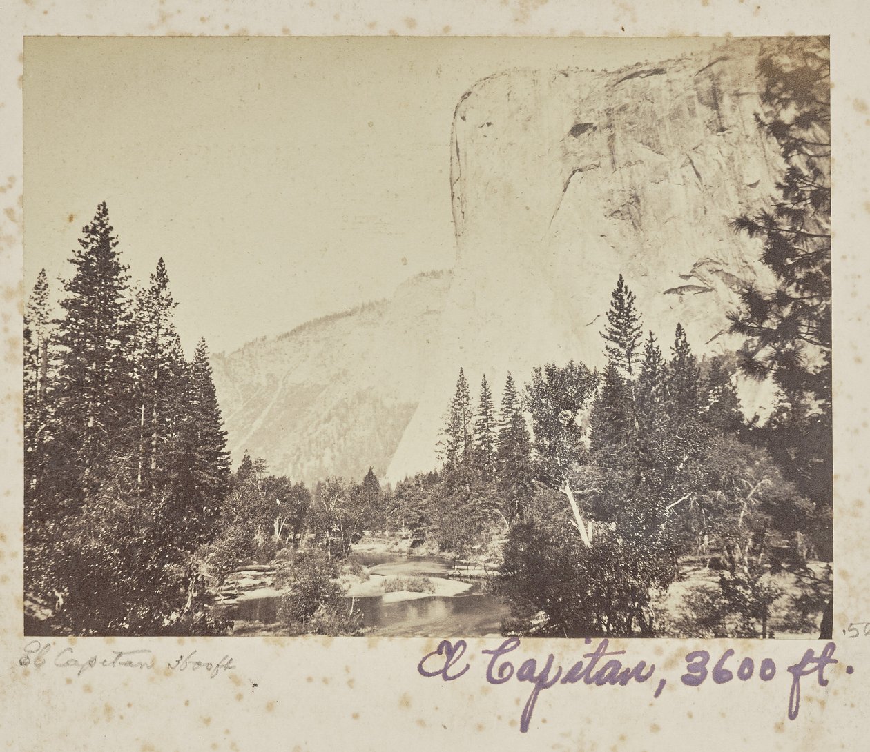 Tutocanula - El Capitan - 3600 fod, Yosemite Valley, Mariposa County, Californien (nr. 1010) af Carleton Watkins