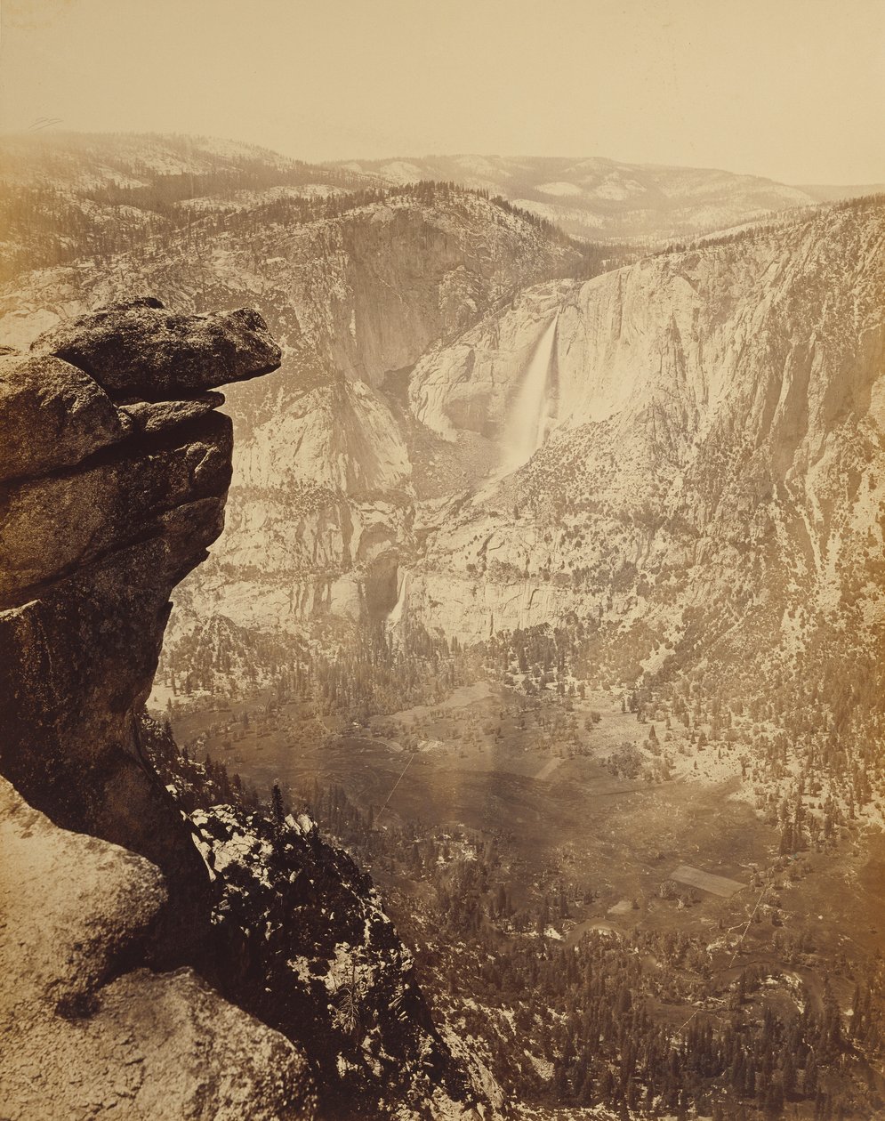 Yosemite-vandfaldene fra Glacier Point af Carleton Watkins