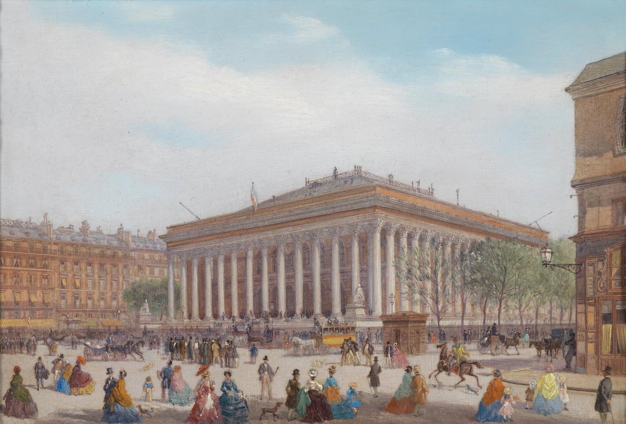 Udsigt over Place de la Bourse, Paris af Carlo Bossoli