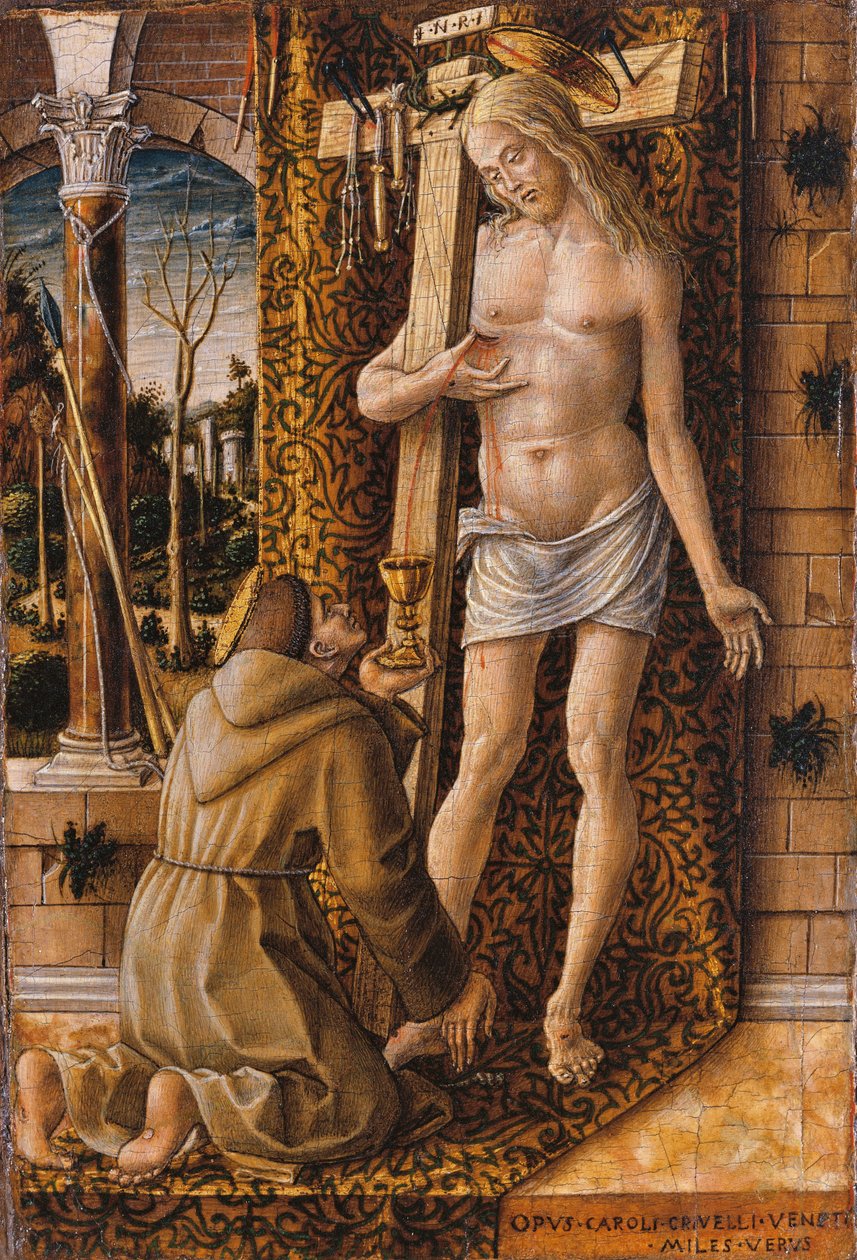 Den hellige Frans indsamler Kristi blod af Carlo Crivelli
