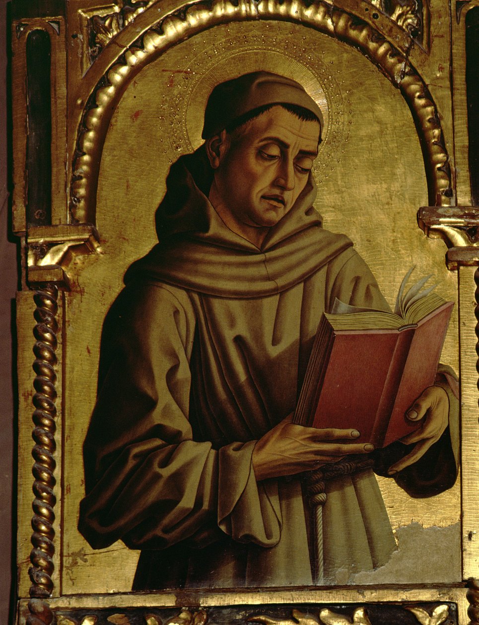 Den hellige Frans, detalje fra Santa Lucia-triptykken (tempera på panel) af Carlo Crivelli