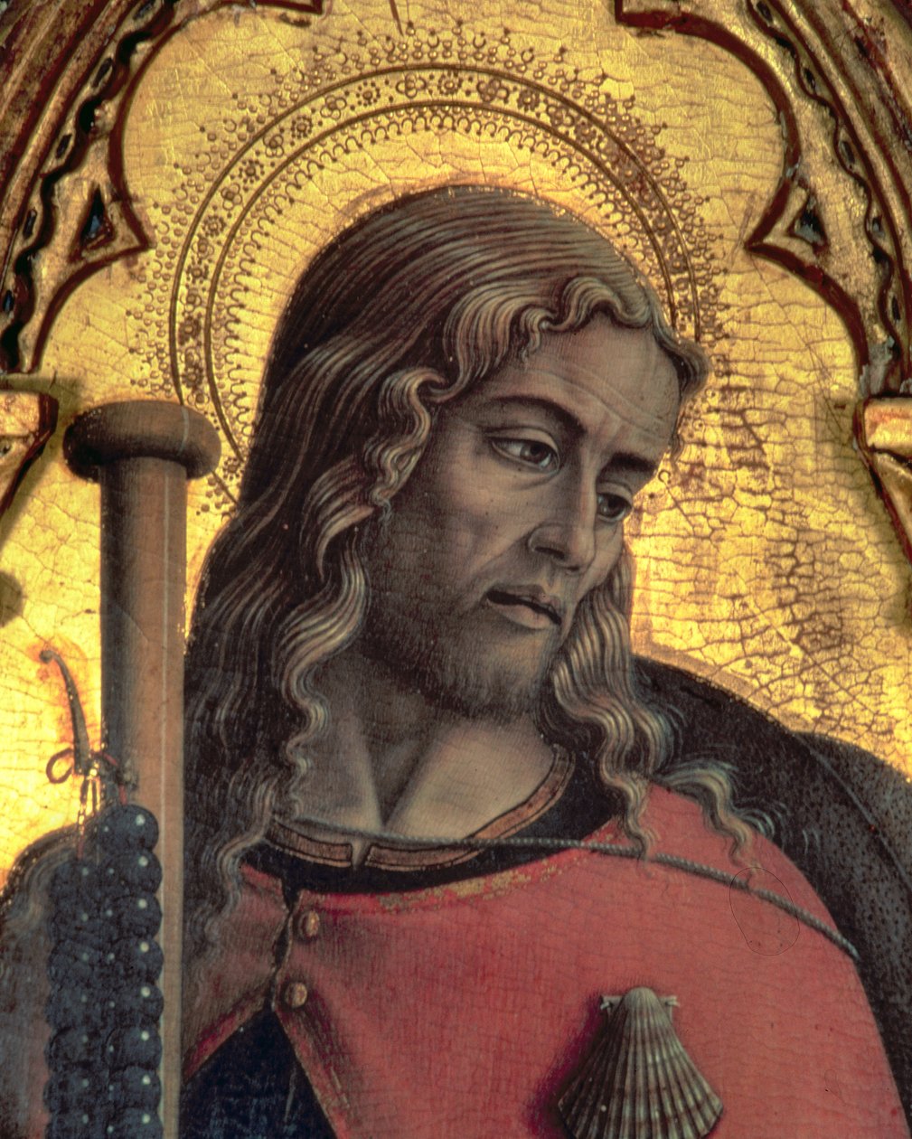 St. James, detalje fra San Martino polyptykon (tempera på panel) (se 76671 og 76669) af Carlo Crivelli