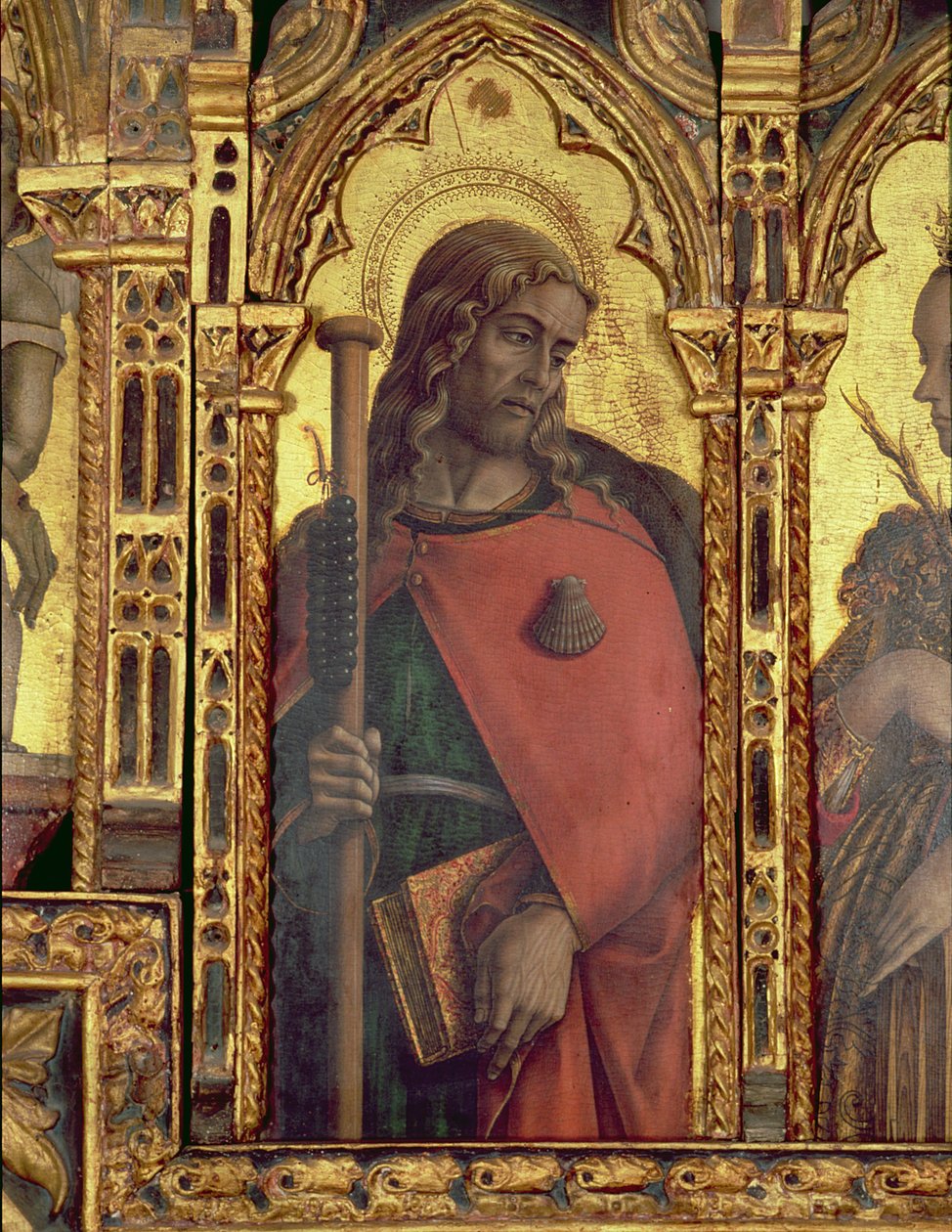 Sankt Jakob, detalje fra San Martino-polyptikken (tempera på panel) (se 76669) af Carlo Crivelli