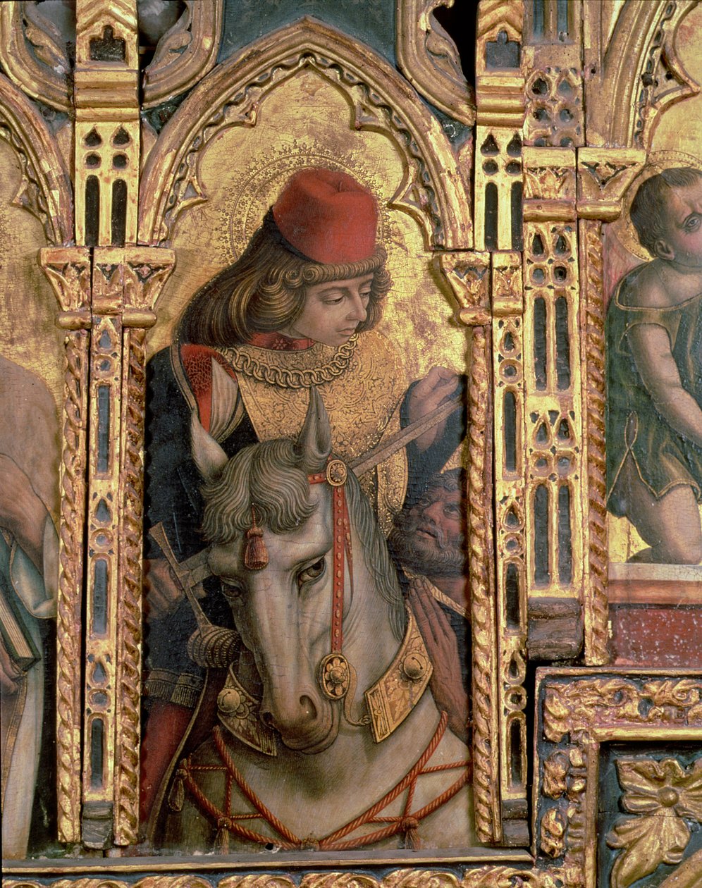 St. Martin, detalje fra San Martino polyptykon (tempera på panel) (se 76669) af Carlo Crivelli