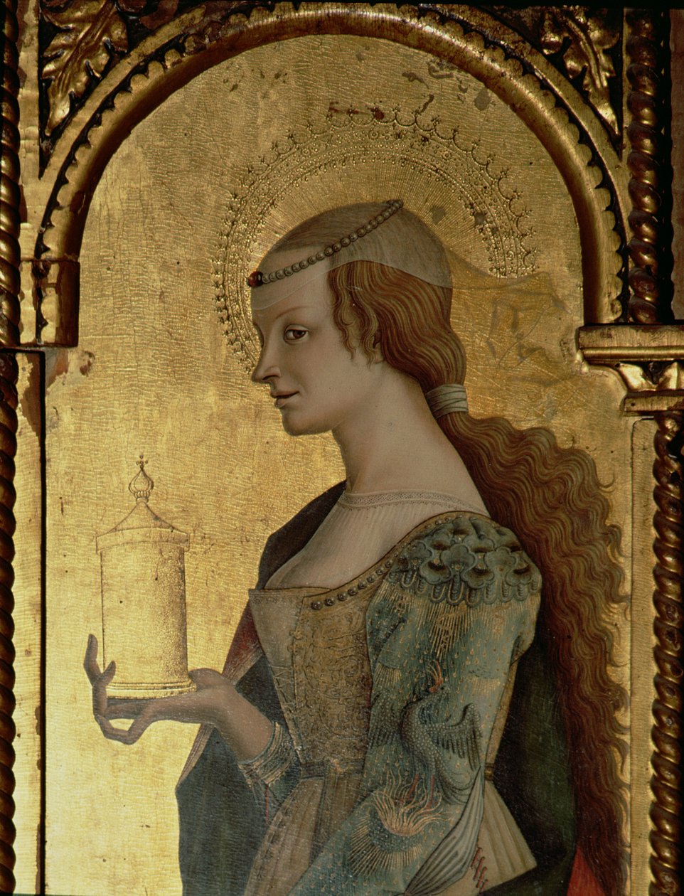 St. Mary Magdalene, detalje fra Santa Lucia triptykonen (tempera på panel) (se 76686) af Carlo Crivelli