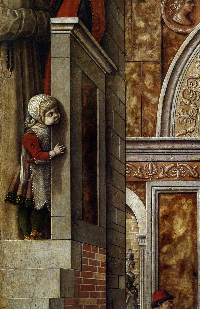 Bebudelsen med St. Emidius, 1486 (tempera og olie på lærred) (detaljer fra 97895) af Carlo Crivelli