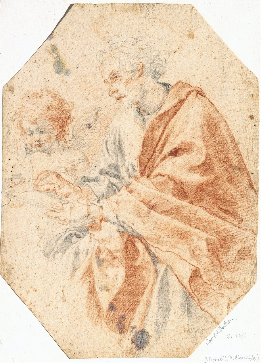 Studie af evangelisten Matthew og englen af Carlo Dolci