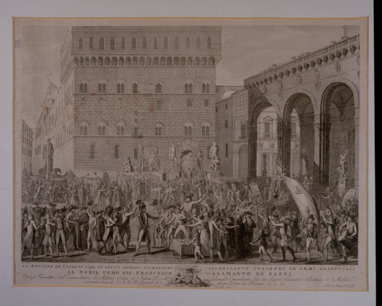 Morgenen den 3. juni 1799, da det florentinske folk fejrede hævningen af storhertugens våben af Carlo Lasinio
