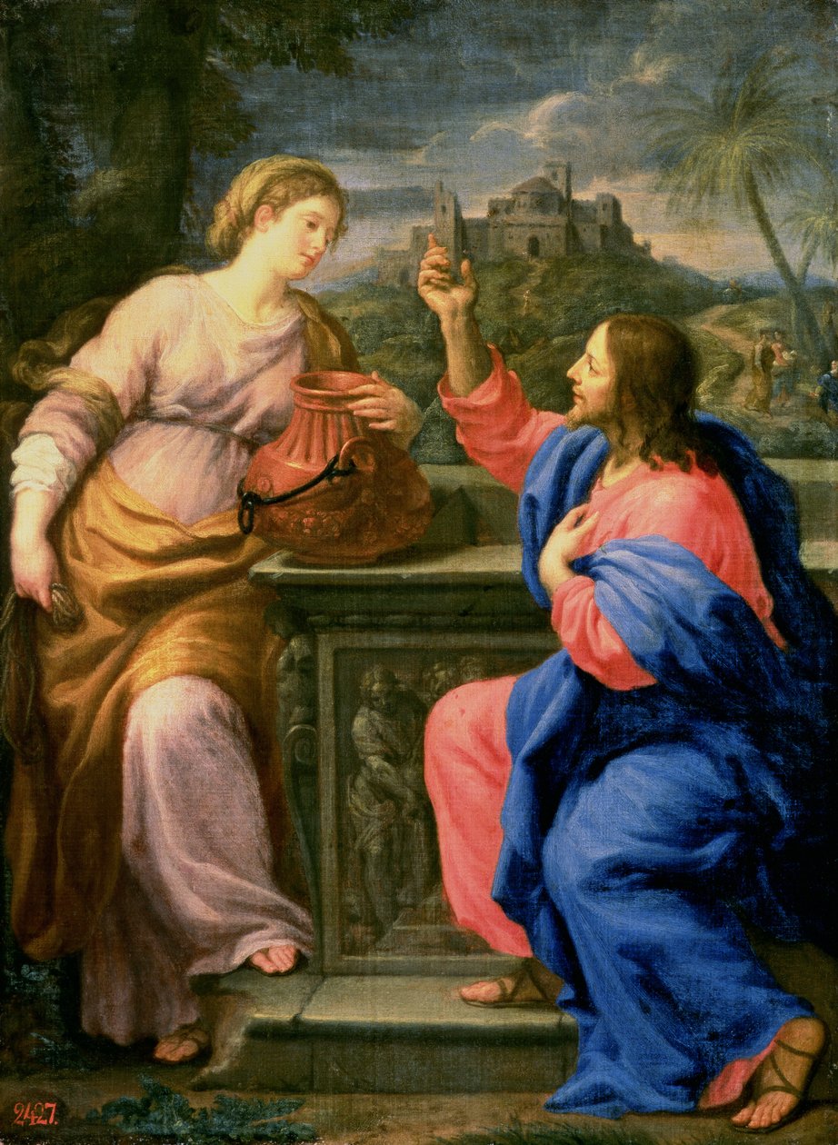 Kristus og kvinden fra Samaria af Carlo Maratta or Maratti