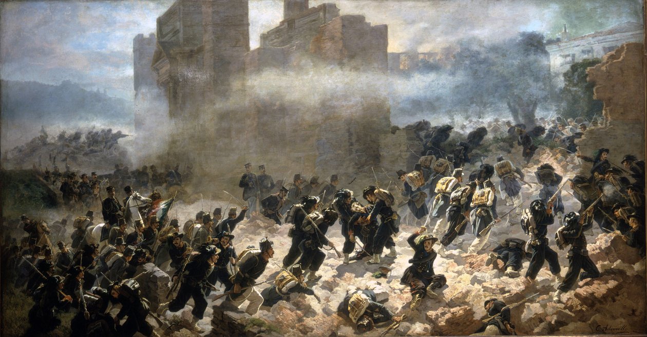 Brêche af Porta Pia - Rom, 20/09/1870. Maleri af C. Ademollo. af Carlo Ademollo