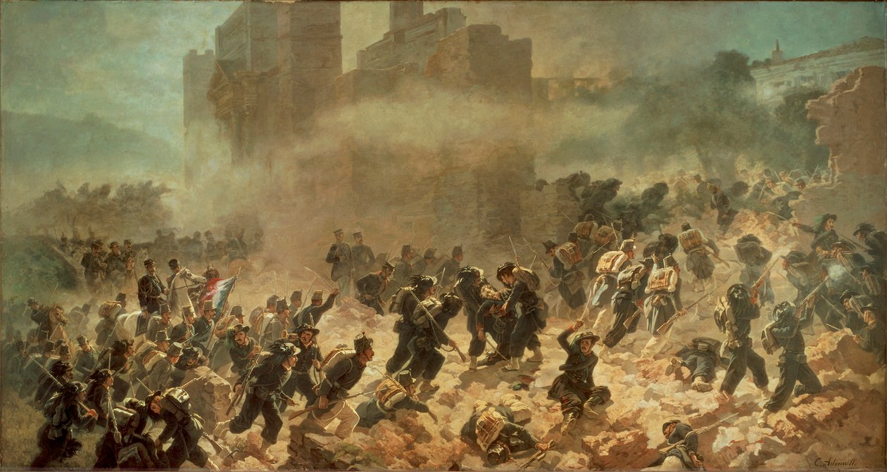 The Breach of Porta Pia, Rom 20. september 1870 (olie på lærred) af Carlo Ademollo