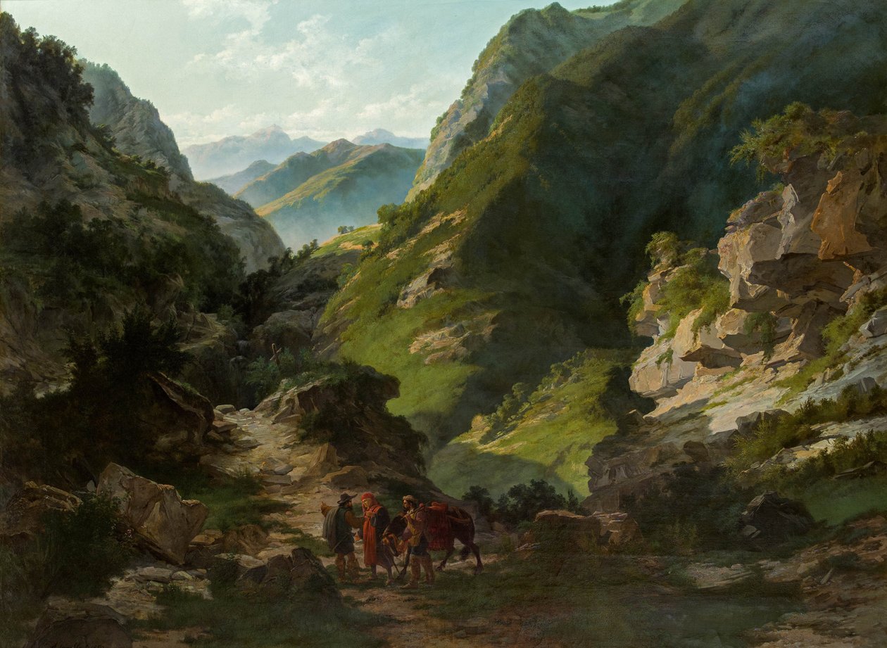 Rejsende i bjergene af Carlo Ademollo