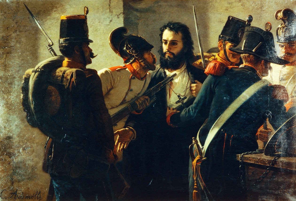 Ugo Bassi i Comacchio fængsel, af Carlo Ademollo (1825-1911) af Carlo Ademollo