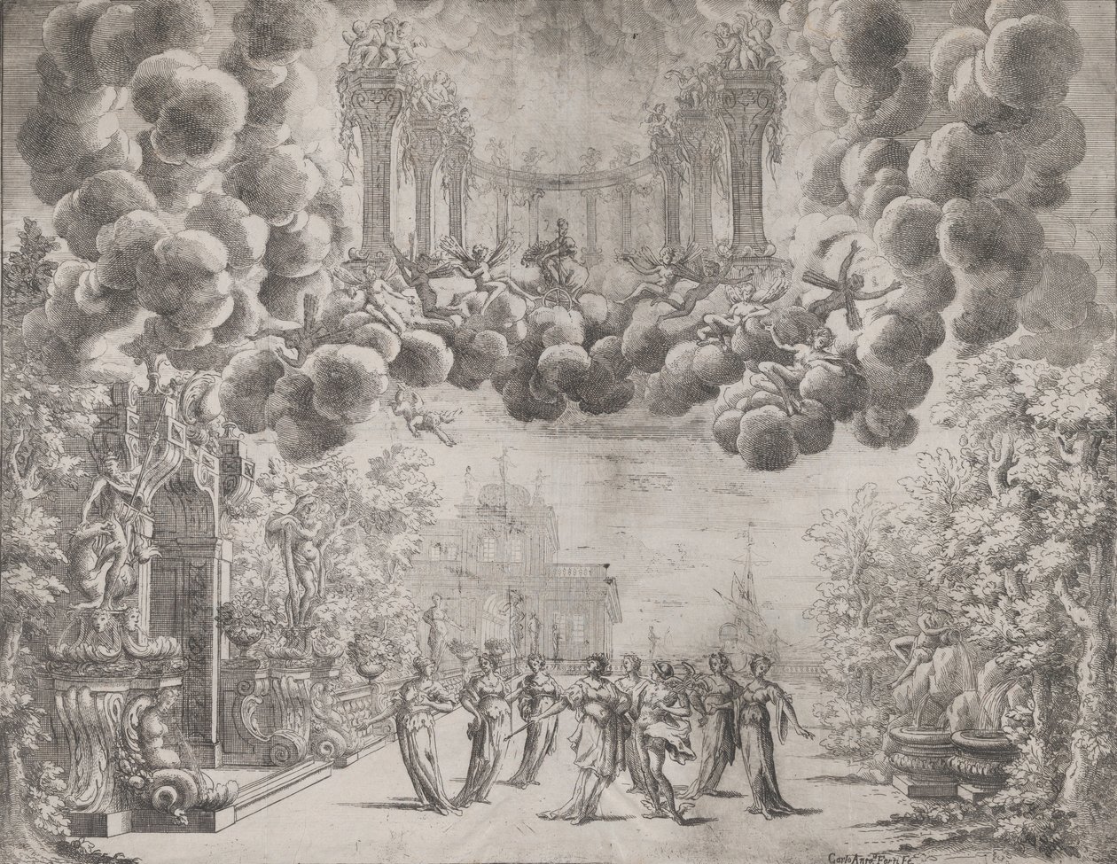 Scenedesign med allegoriske figurer, fra 