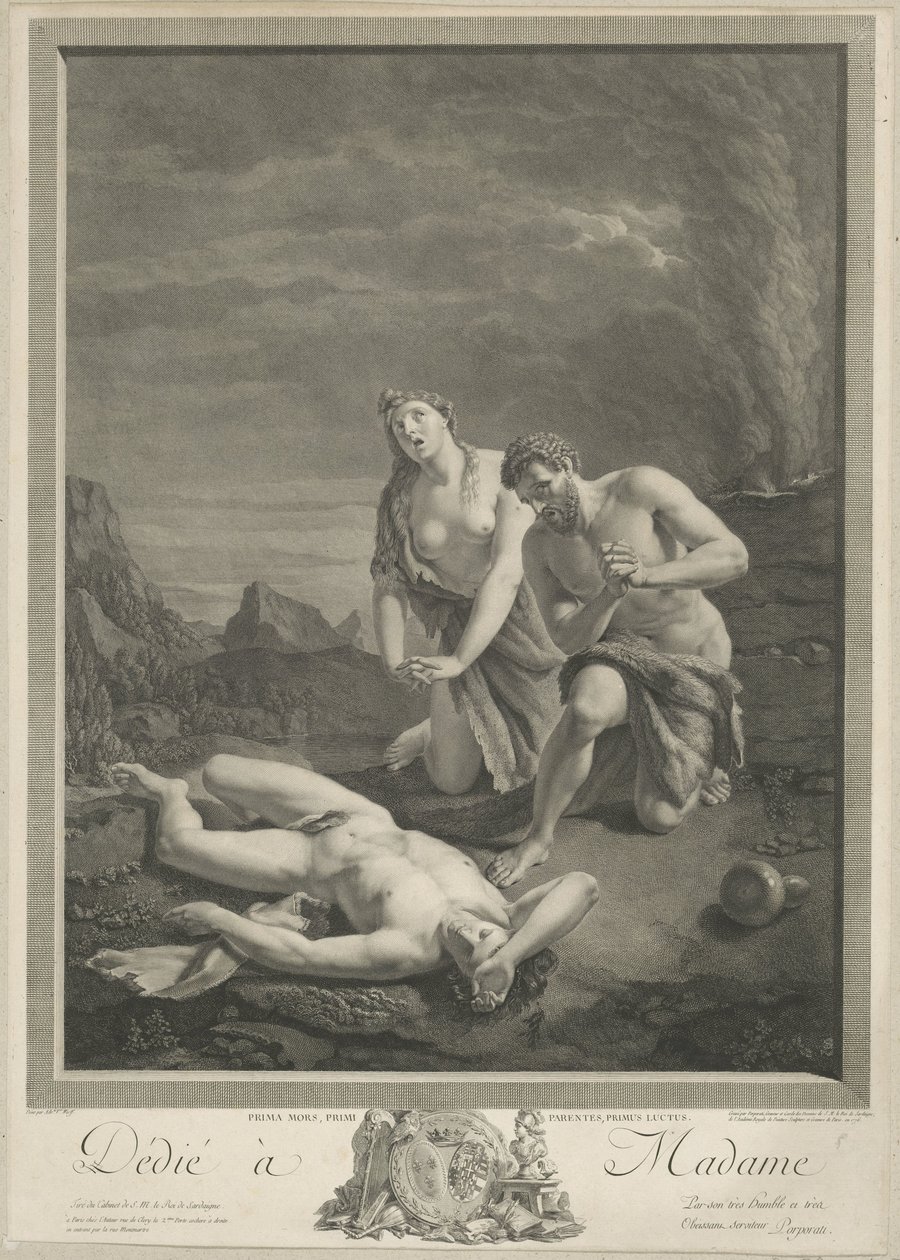 Adam og Eva ved Abels lig af Carlo Antonio Porporati