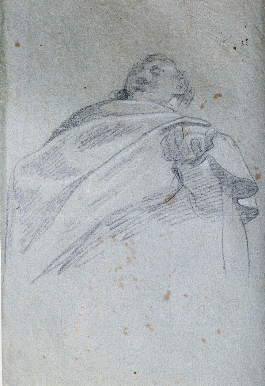 Buste af manddrapering Tegning med blæk og vask af Carlo Bononi (1569-1632) Paris fra 1600-tallet. Louvre-museet af Carlo Bononi