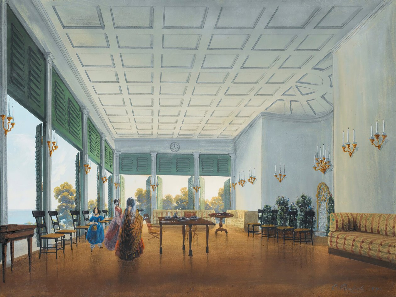 Interiør i Naryshkin-paladset i Miskhor, 1841-1842. af Carlo Bossoli