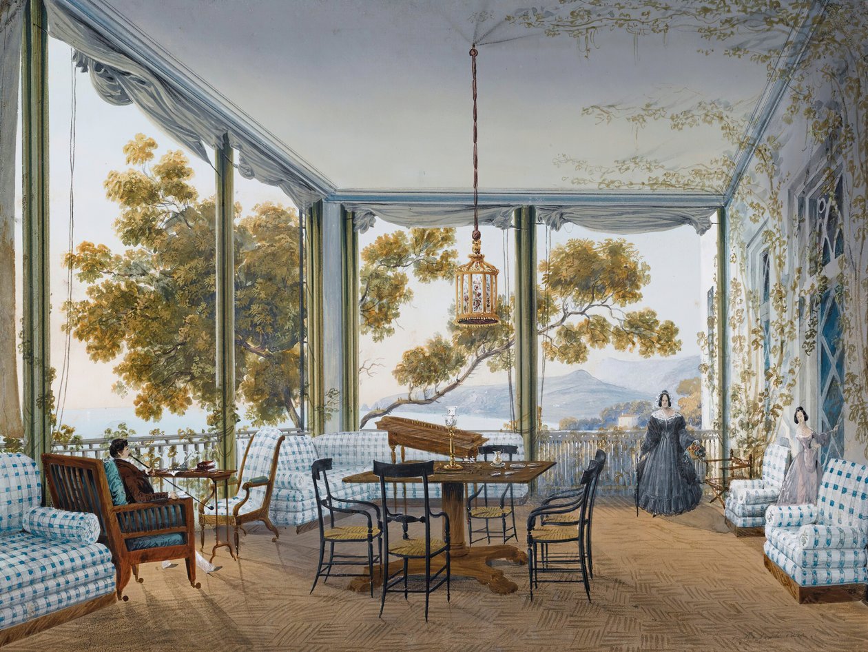 Interiør i Naryshkin-paladset i Miskhor, 1841-1842. af Carlo Bossoli