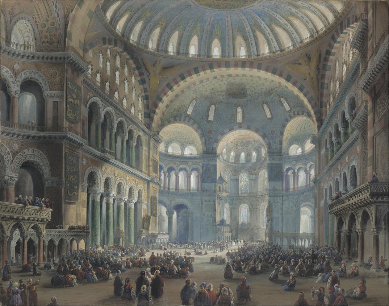 Interiør af Hagia Sophia i Konstantinopel af Carlo Bossoli