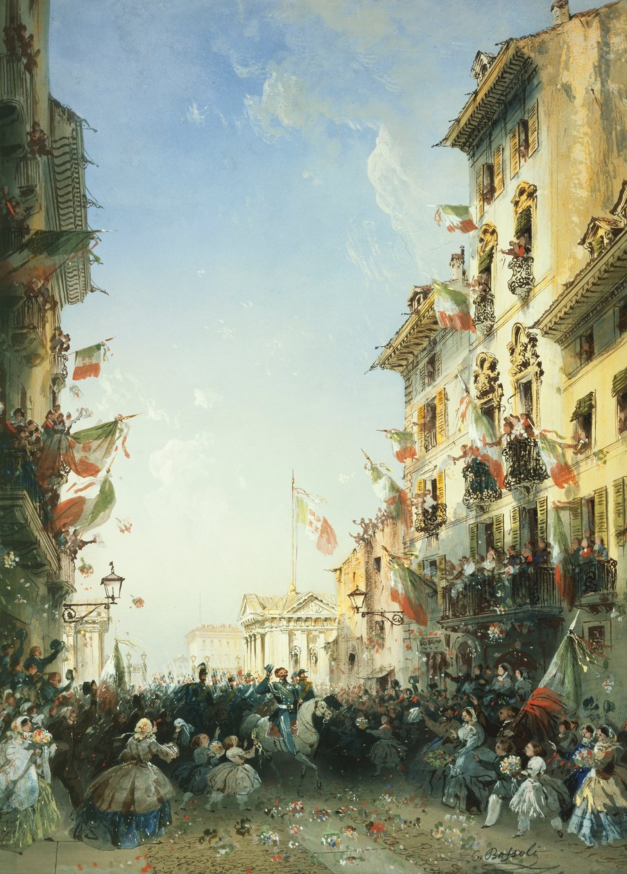 Krigen i Italien: Kongen af Sardiniens indtog i Brescia, 1859 af Carlo Bossoli