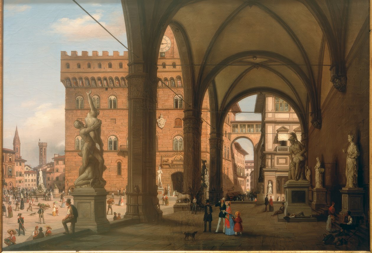 Udsigt over Piazza del Granduca set fra Loggia dei Lanzi af Carlo Canella