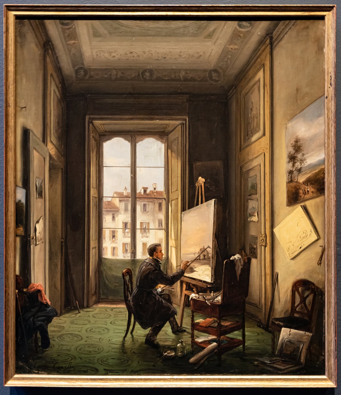Portræt af maleren Giuseppe Canella i hans atelier i Milano af Carlo Canella