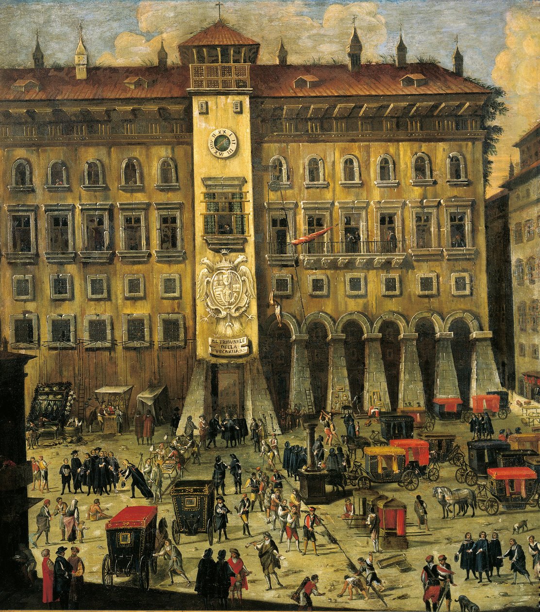 Italien, Napoli, Vicaria retsbygning (maleri) af Carlo Coppola