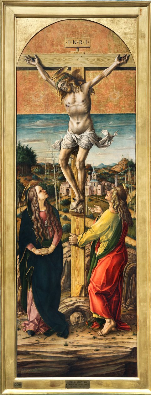 Korsfæstelse med Jomfru Maria og Johannes Evangelisten af Carlo Crivelli