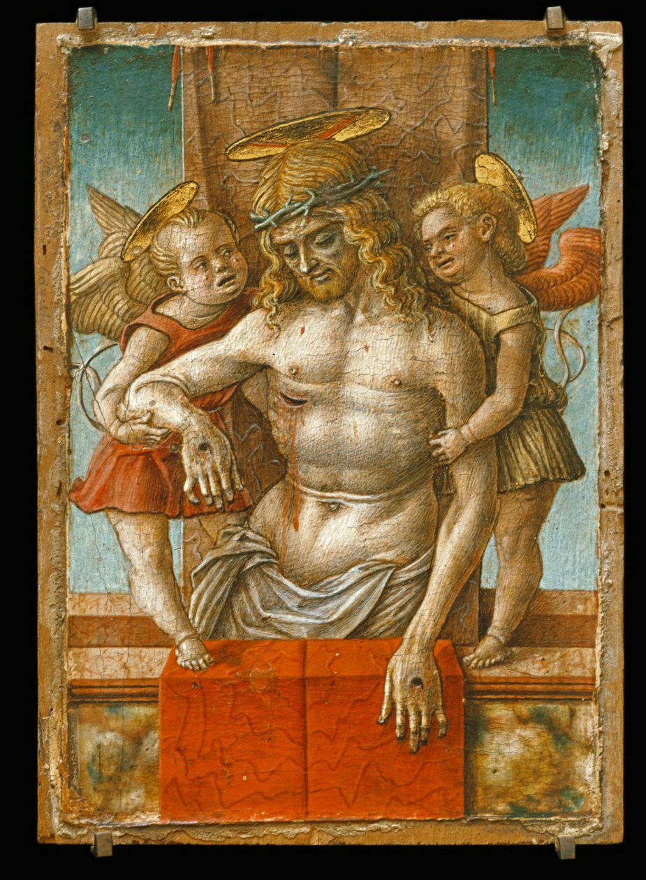 Den døde Kristus støttet af to engle ... af Carlo Crivelli