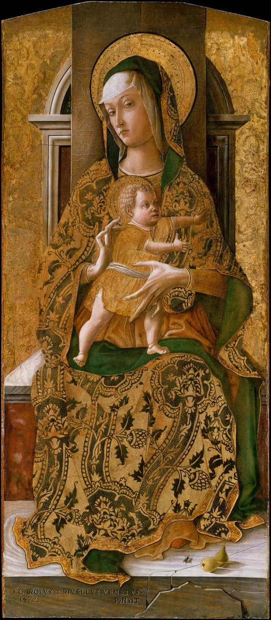 Madonna og barn på tronen af Carlo Crivelli