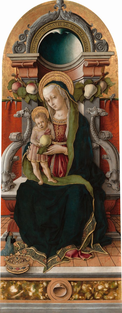 Madonna og barn troner med donor af Carlo Crivelli