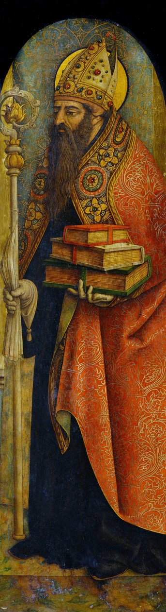 ""Repræsentation af Saint Augustine of Hippo"" (354-430) Maleri af Carlo Crivelli (ca. 1435-1495) ca. 1480 National Museum of Western Art, Tokyo Japan af Carlo Crivelli