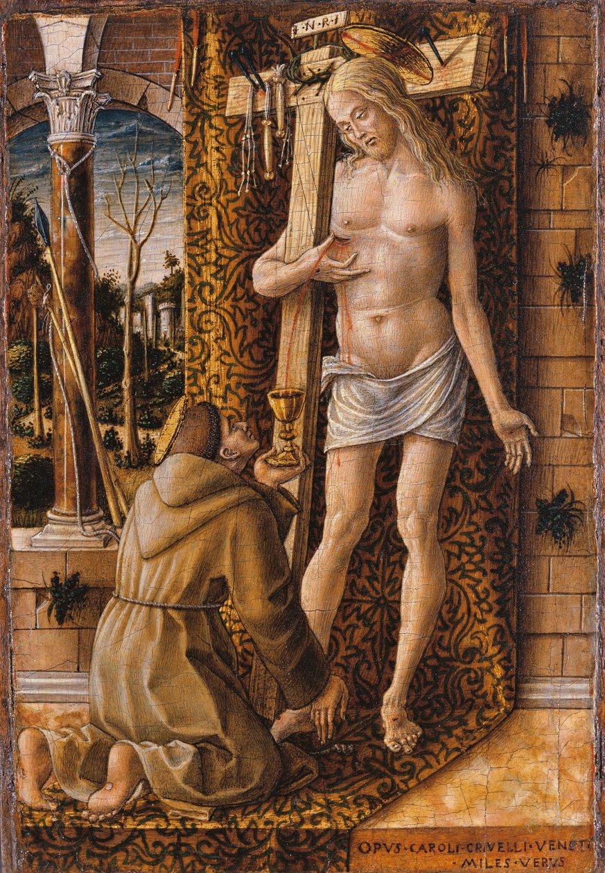 Sankt Frans indsamler Kristi blod af Carlo Crivelli