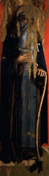 St.Anthony Abbot, venstre panel i den anden triptykel i dalen Castellano (tempera på panel) af Carlo Crivelli