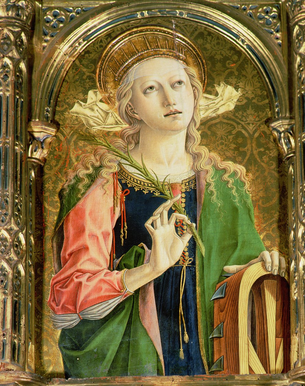 St. Catherine of Alexandria, detalje af SantEmidio polyptykon, 1473 tempera på paneldetalje af 76636 af Carlo Crivelli