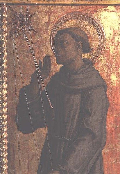 St. Francis, detalje fra San Silvestro polyptykon af Carlo Crivelli